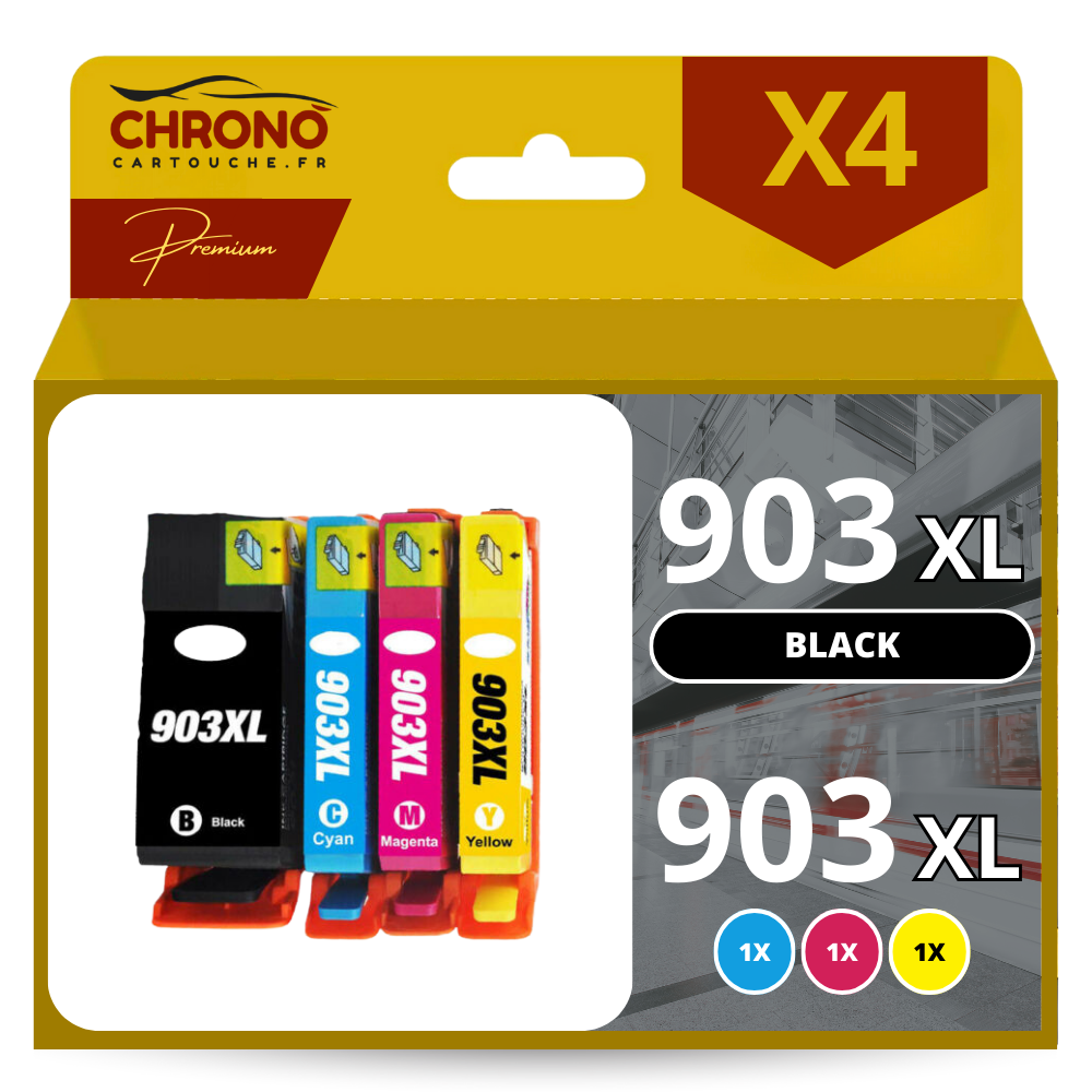 Cartouche compatible HP 903XL - pack de 4 - noir, jaune, cyan